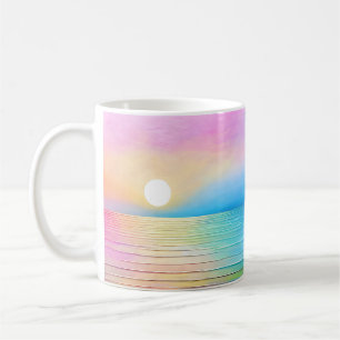 "Torranbay" Wide Pink and Blue Landscape Seascape Coffee Mug