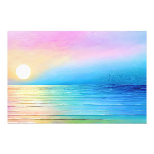 "Torranbay" Wide Pink and Blue Landscape Seascape Photo Print