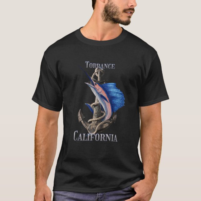Torrance California Swordfish Marlin Ocean Fishing T-Shirt (Front)