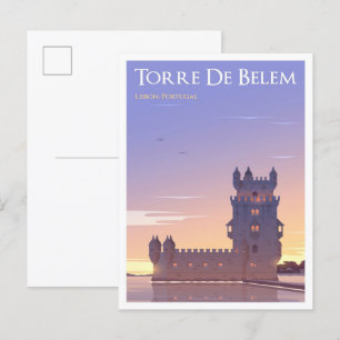 Torre de Belem Lisbon Portugal Vintage Travel  Postcard
