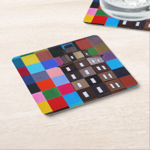 Torre de Hércules Abstract Painting by Alfred Fox Square Paper Coaster