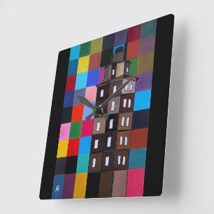 Torre de Hércules Abstract Painting by Alfred Fox Square Wall Clock
