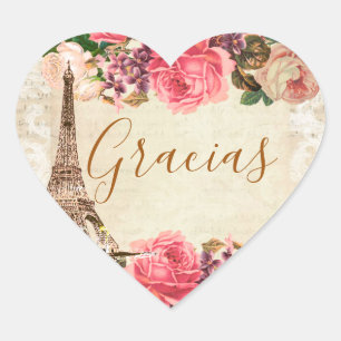 Torre Eiffel elegante lamentable de la vendimia Heart Sticker