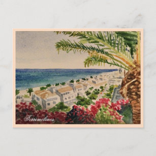 Torremolinos Costa del Sol Spain watercolor sea Postcard