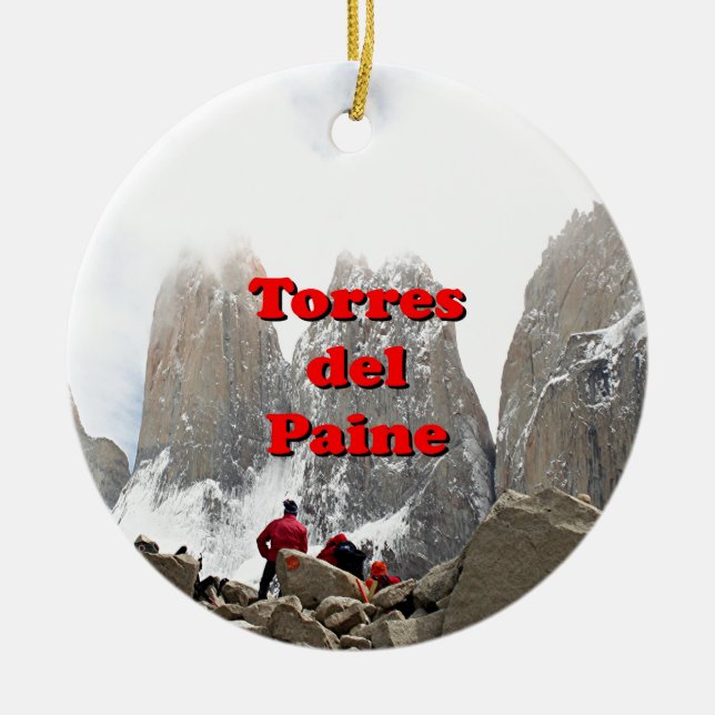Torres del Paine: Chile Ceramic Tree Decoration (Front)
