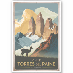Torres del Paine Chile Illustration Travel Art