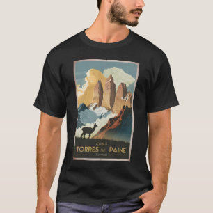 Torres del Paine Chile Illustration Travel Art T-Shirt