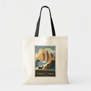 Torres del Paine Chile Illustration Travel Art Tote Bag