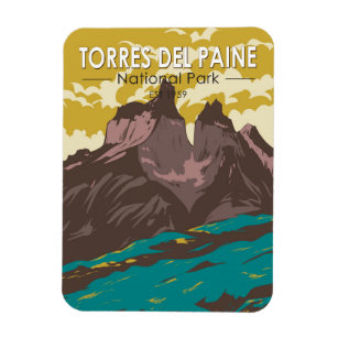 Torres del Paine National Park Chile Art Vintage Magnet
