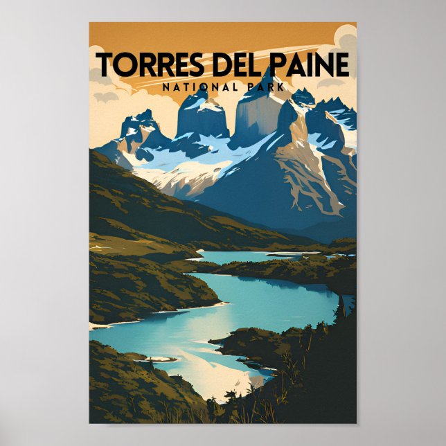 Torres Del Paine National Park Traditional Travel  Poster (Front)