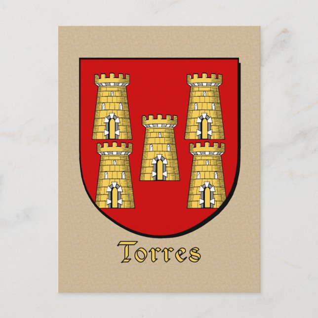 Torres Family Heraldic Shield Postcard (Front)