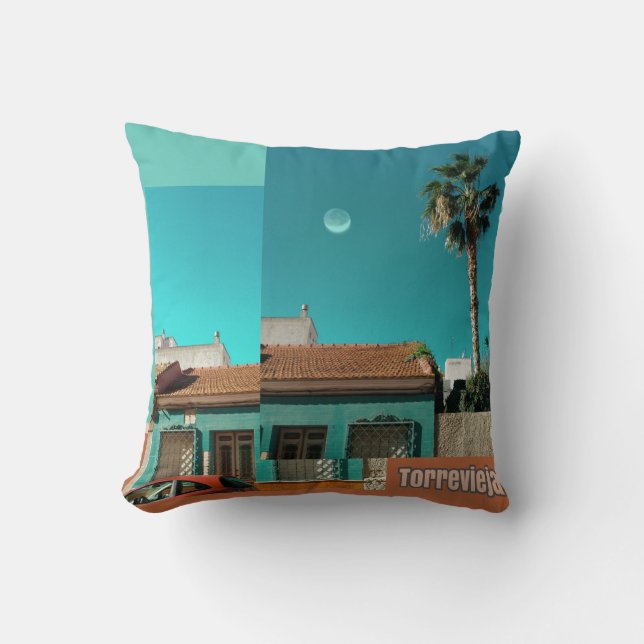 Torrevieja in Orange and Turqoise Cushion (Front)