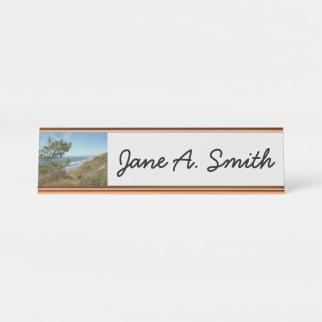 Torrey Pine and California Coastline Landscape Desk Name Plate (Front)