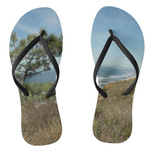 Torrey Pine and California Coastline Landscape Flip Flops (Footbed)