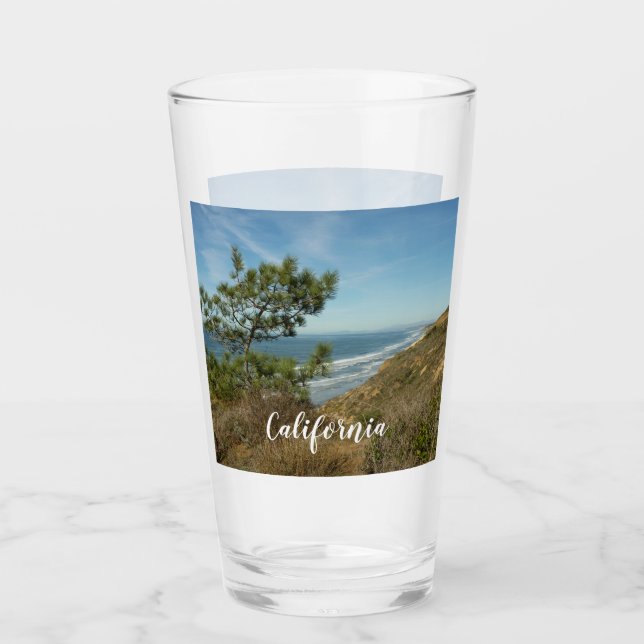 Torrey Pine and California Coastline Landscape Glass (Front)