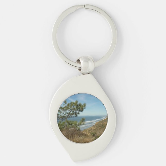 Torrey Pine and California Coastline Landscape Key Ring (Front)