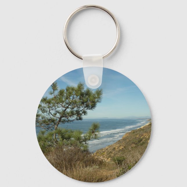 Torrey Pine and California Coastline Landscape Key Ring (Front)