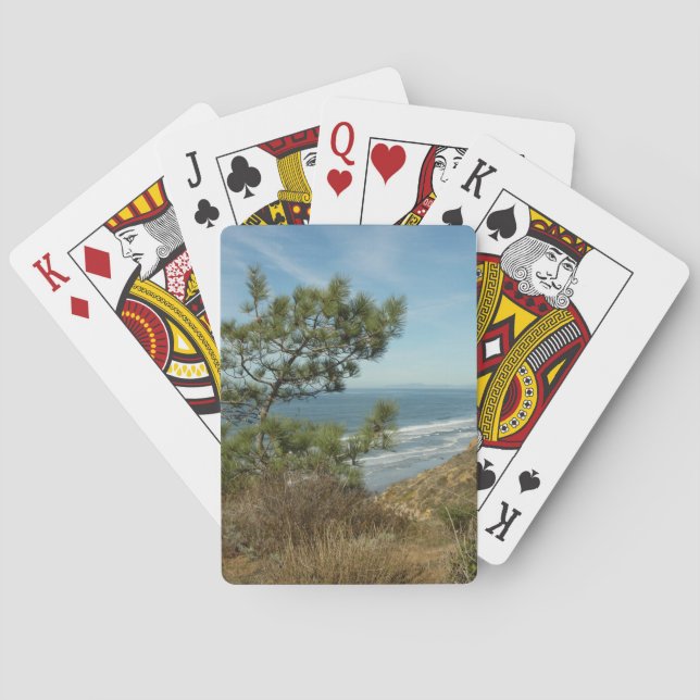 Torrey Pine and California Coastline Landscape Playing Cards (Back)