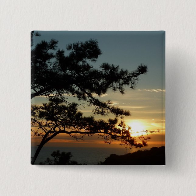 Torrey Pine Sunset I California Landscape 15 Cm Square Badge (Front)