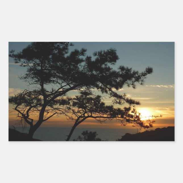 Torrey Pine Sunset I California Landscape Rectangular Sticker (Front)