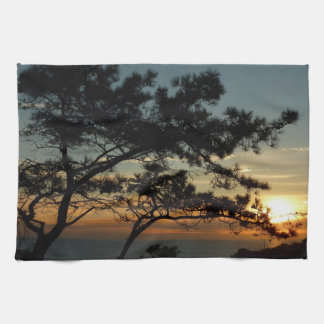 Torrey Pine Sunset I California Landscape Tea Towel