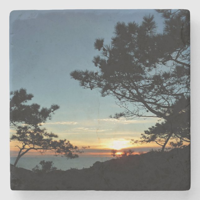 Torrey Pine Sunset III California Landscape Stone Coaster (Front)