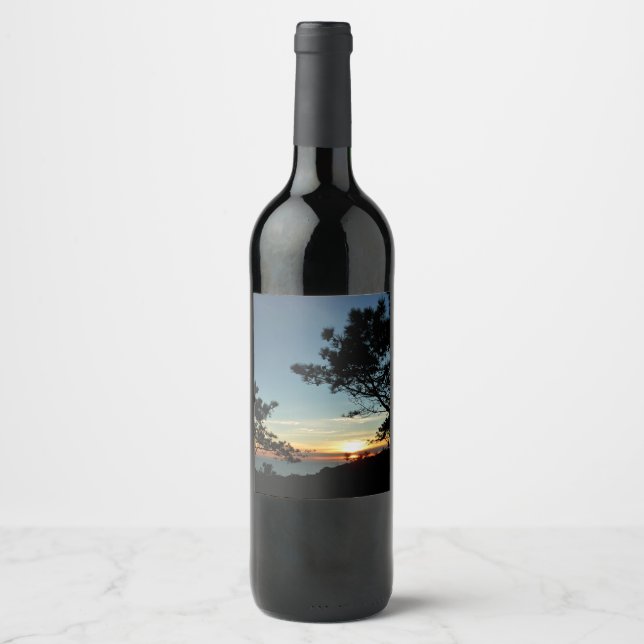 Torrey Pine Sunset III California Landscape Wine Label (Front)