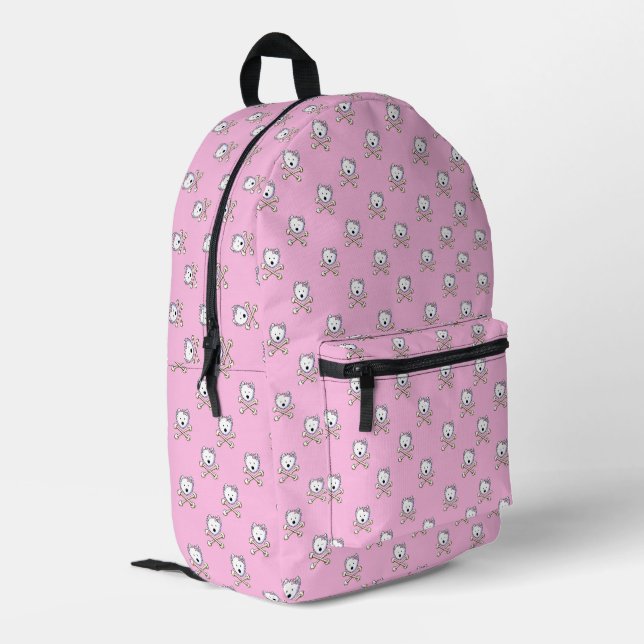 Torrid Westie Crossbones Pink KiniArt  Printed Backpack (Back Corner Left)