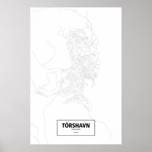 Tórshavn, Faroe Islands (black on white) Poster