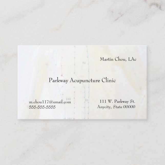 Torso and arms of acupuncture figure business card (Front)