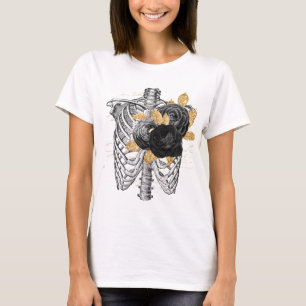 Torso vintage black roses and faux gold foliage T-Shirt