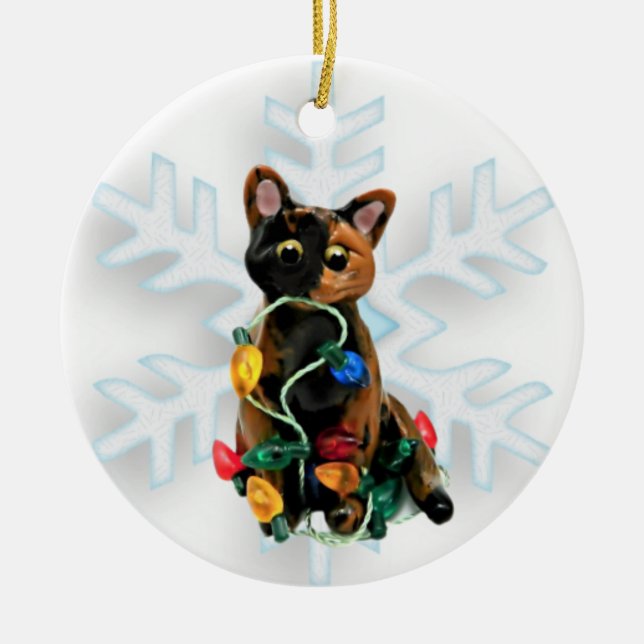 Tortie Cat Tortoiseshell Ornament (Front)