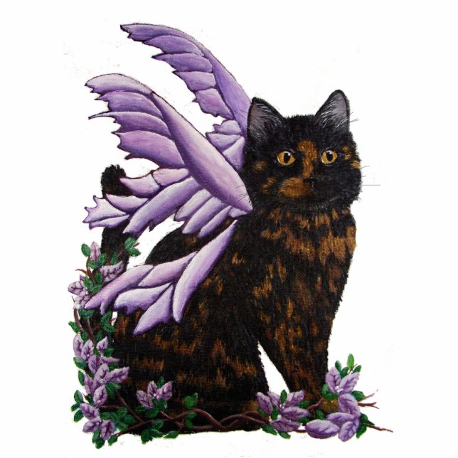 Tortie Fairy Cat Standing Photo Sculpture (Front)