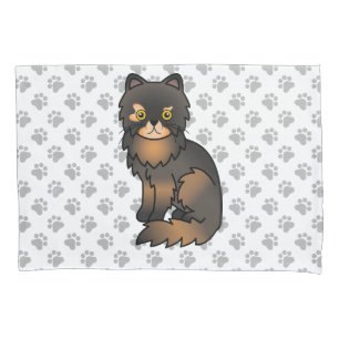Tortie Point Persian Cute Cartoon Cat & Paws Pillowcase