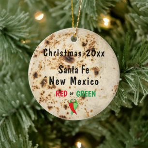 Tortilla & Chilli  Red or Green Santa Fe Southwest Ceramic Tree Decoration