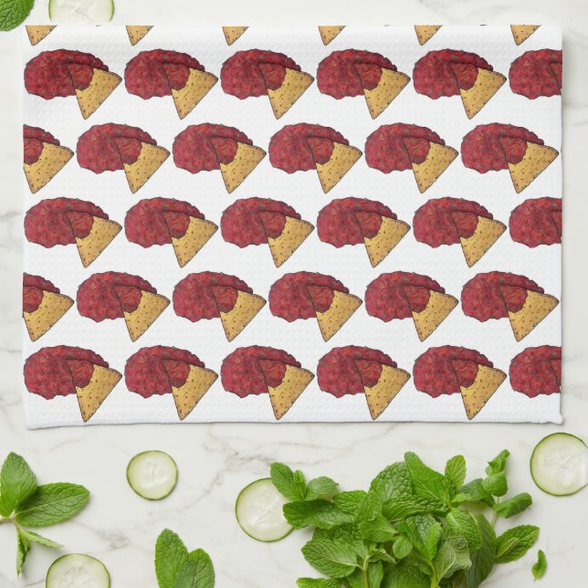 Tortilla Chips and Dip Tomato Salsa Mexican Food Tea Towel (Folded)