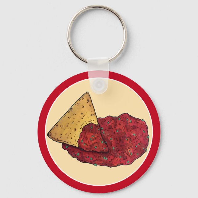 Tortilla Chips and Tomato Salsa Snack Food Foodie Key Ring (Front)