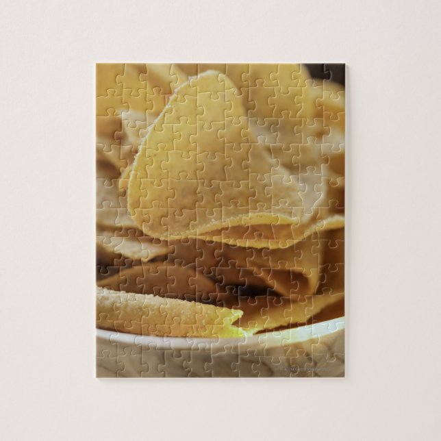 Tortilla chips in wooden bowl jigsaw puzzle (Vertical)