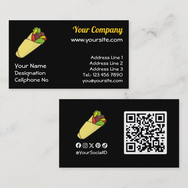 Tortilla Sandwich Wrap Business Card (Front/Back)