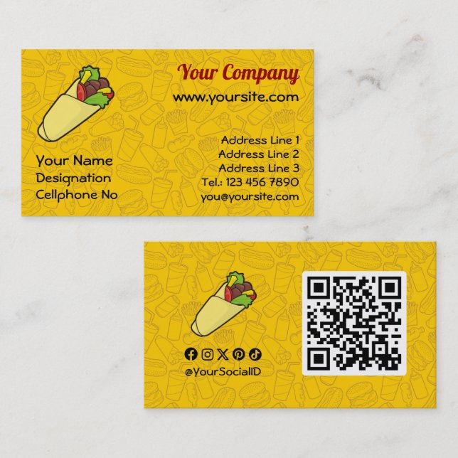 Tortilla Sandwich Wrap Business Card (Front/Back)