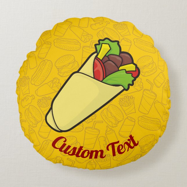 Tortilla Sandwich Wrap Round Pillow (Front)
