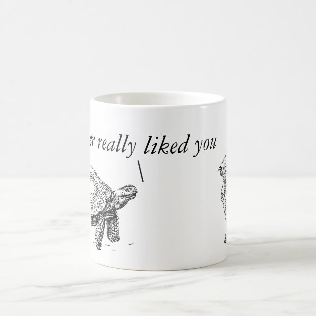 Tortoise and Hare wry humour mug (Center)