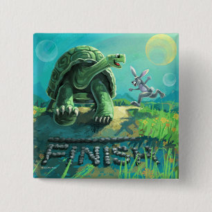 Tortoise and the Hare Art 15 Cm Square Badge