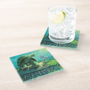 Tortoise and the Hare Art Glass Coaster