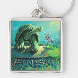 Tortoise and the Hare Art Key Ring