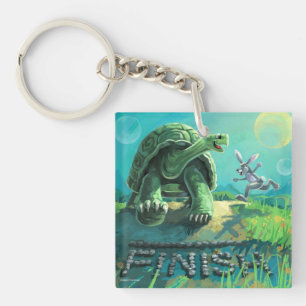 Tortoise and the Hare Art Key Ring