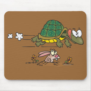 tortoise and the hare funny fable cartoon mouse mat