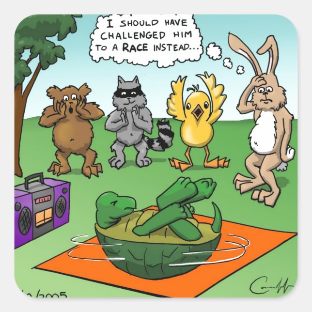 Tortoise and the Hare Revisted Square Sticker (Front)