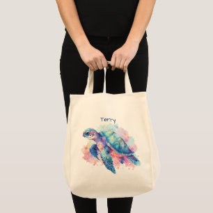 Tortoise and Whale Personalised Tote Bag