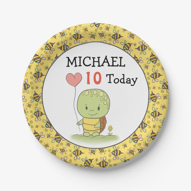 Tortoise Birthday Paper Plate (Front)